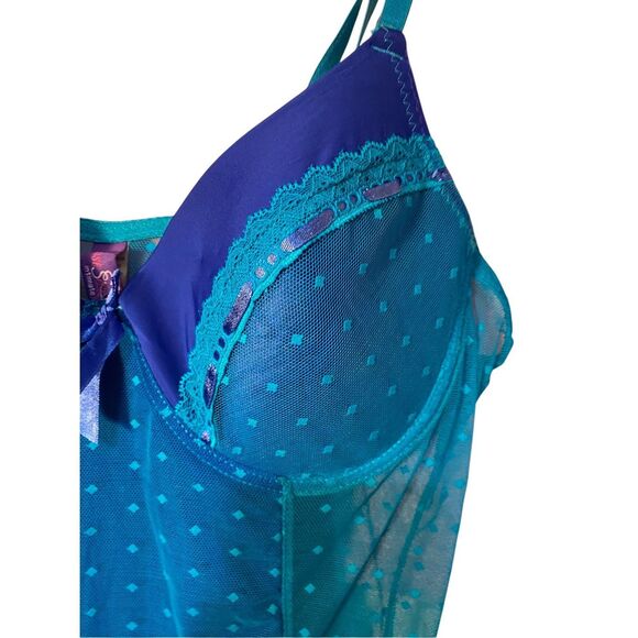 Just sexy women’s lingerie Swiss.chemise blue sheer baby doll S/1X. - Picture 4 of 6